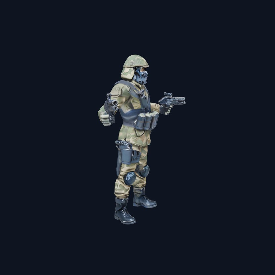 Camouflage Soldier Rigged and Animated Character Model